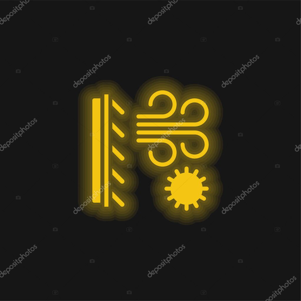 Air Conditioner yellow glowing neon icon