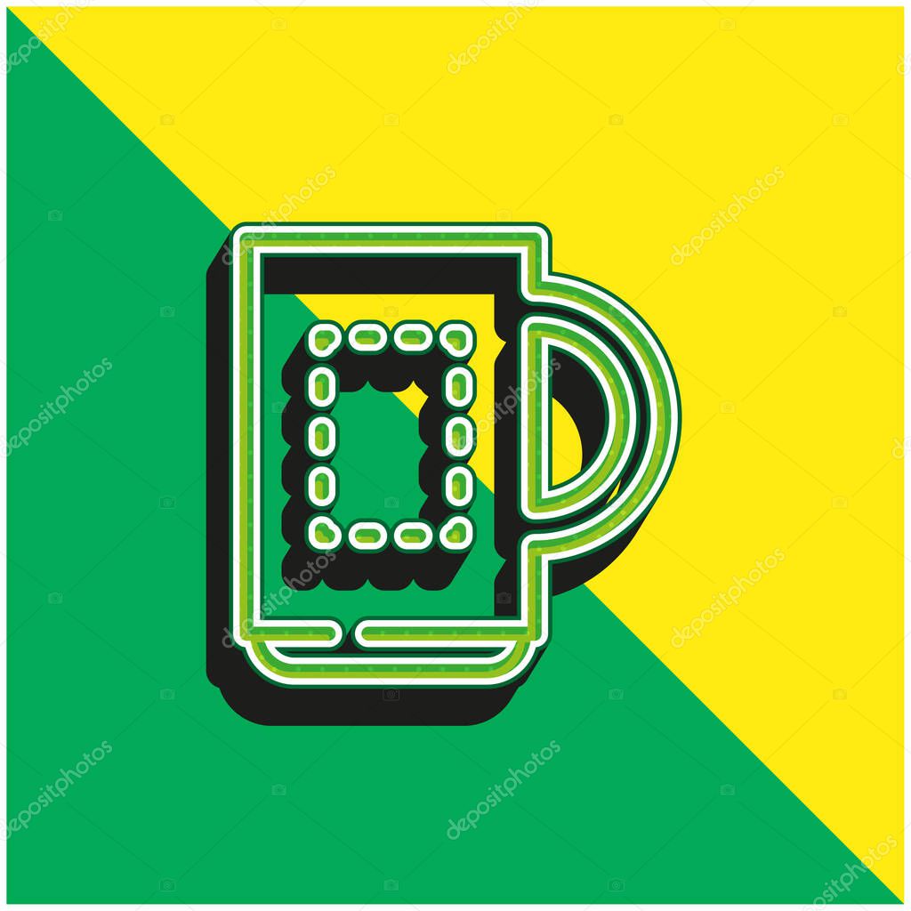 Big Mug Green and yellow modern 3d vector icon logo