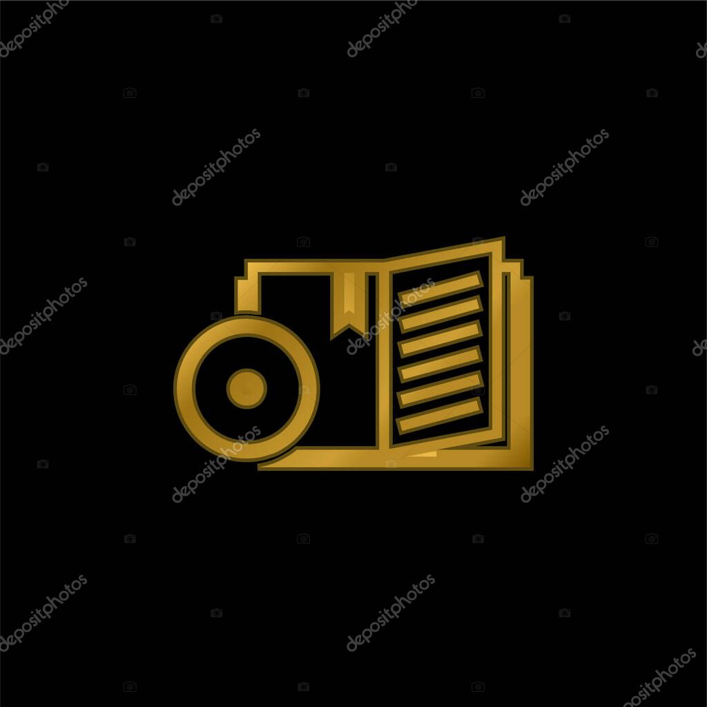 Book gold plated metalic icon or logo vector