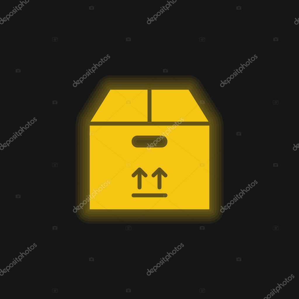 Box yellow glowing neon icon