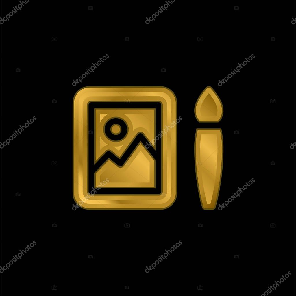Art gold plated metalic icon or logo vector