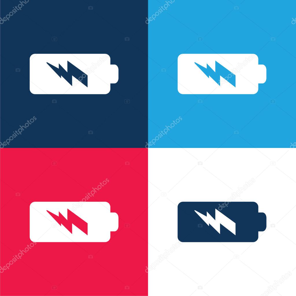 Battery Power blue and red four color minimal icon set