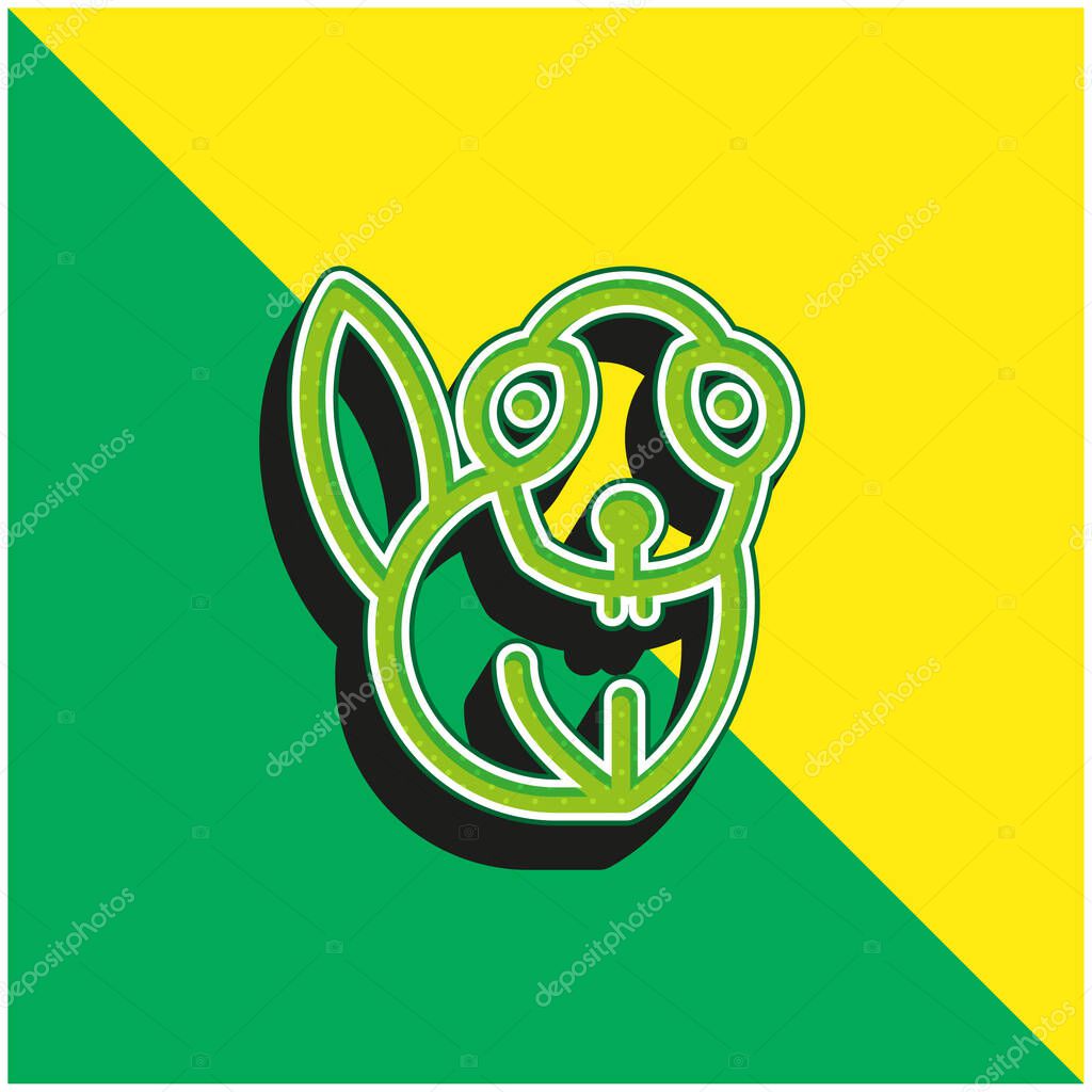 Beaver Green and yellow modern 3d vector icon logo
