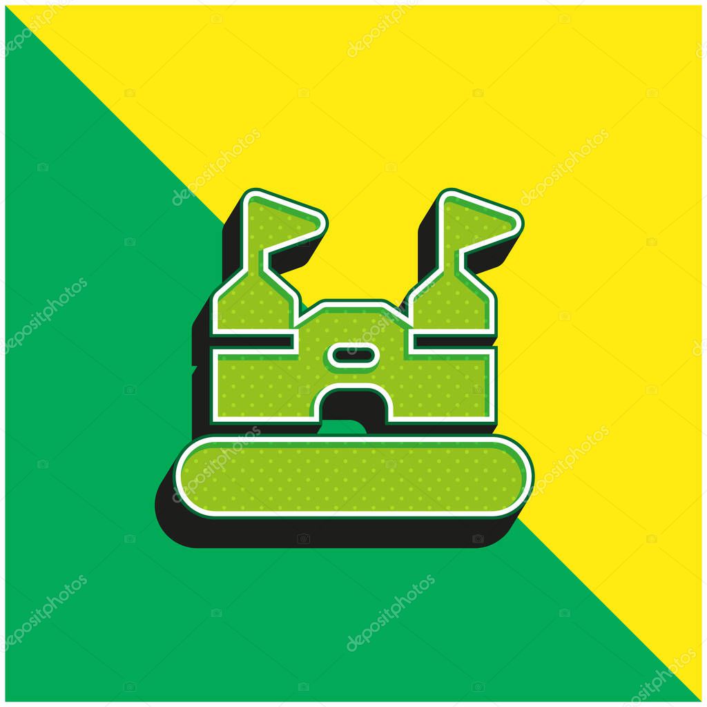 Bouncy Castle Green and yellow modern 3d vector icon logo