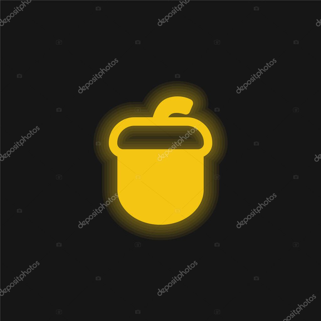 Acorn yellow glowing neon icon