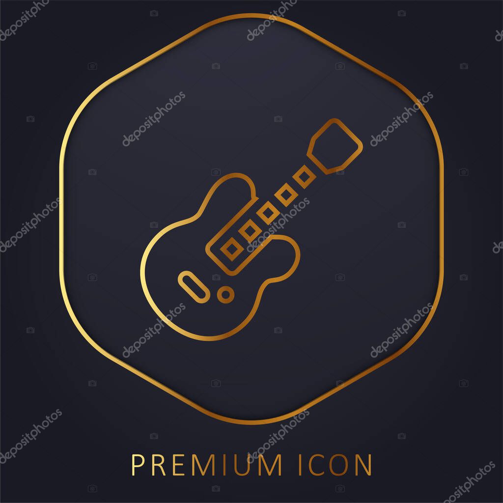 Bass Guitar golden line premium logo or icon