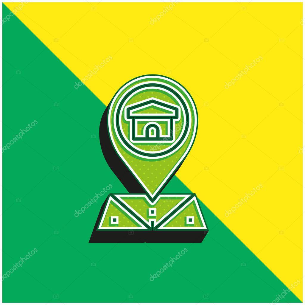 Address Green and yellow modern 3d vector icon logo