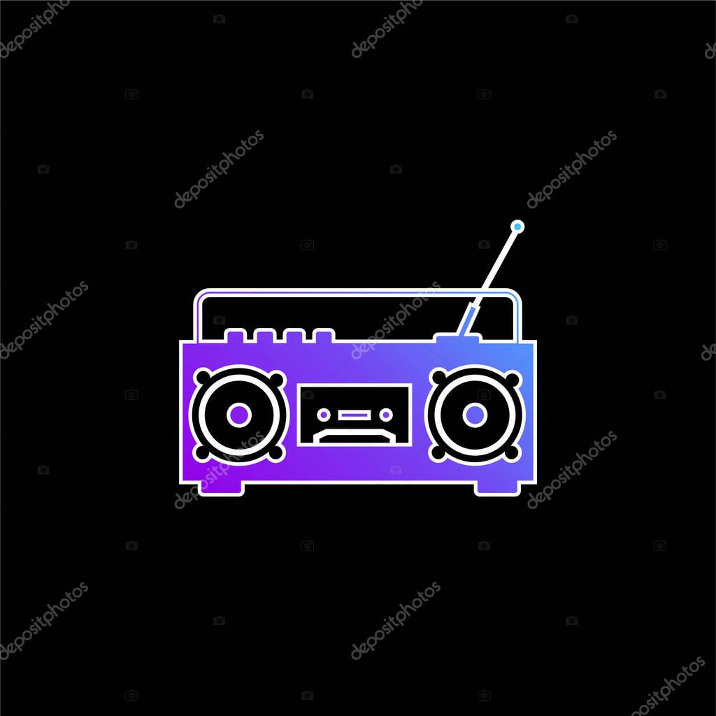 Boom Box Radio With Antenna blue gradient vector icon