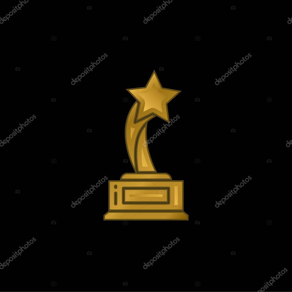 Award gold plated metalic icon or logo vector