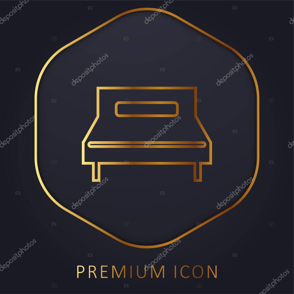 Big Double Bed golden line premium logo or icon