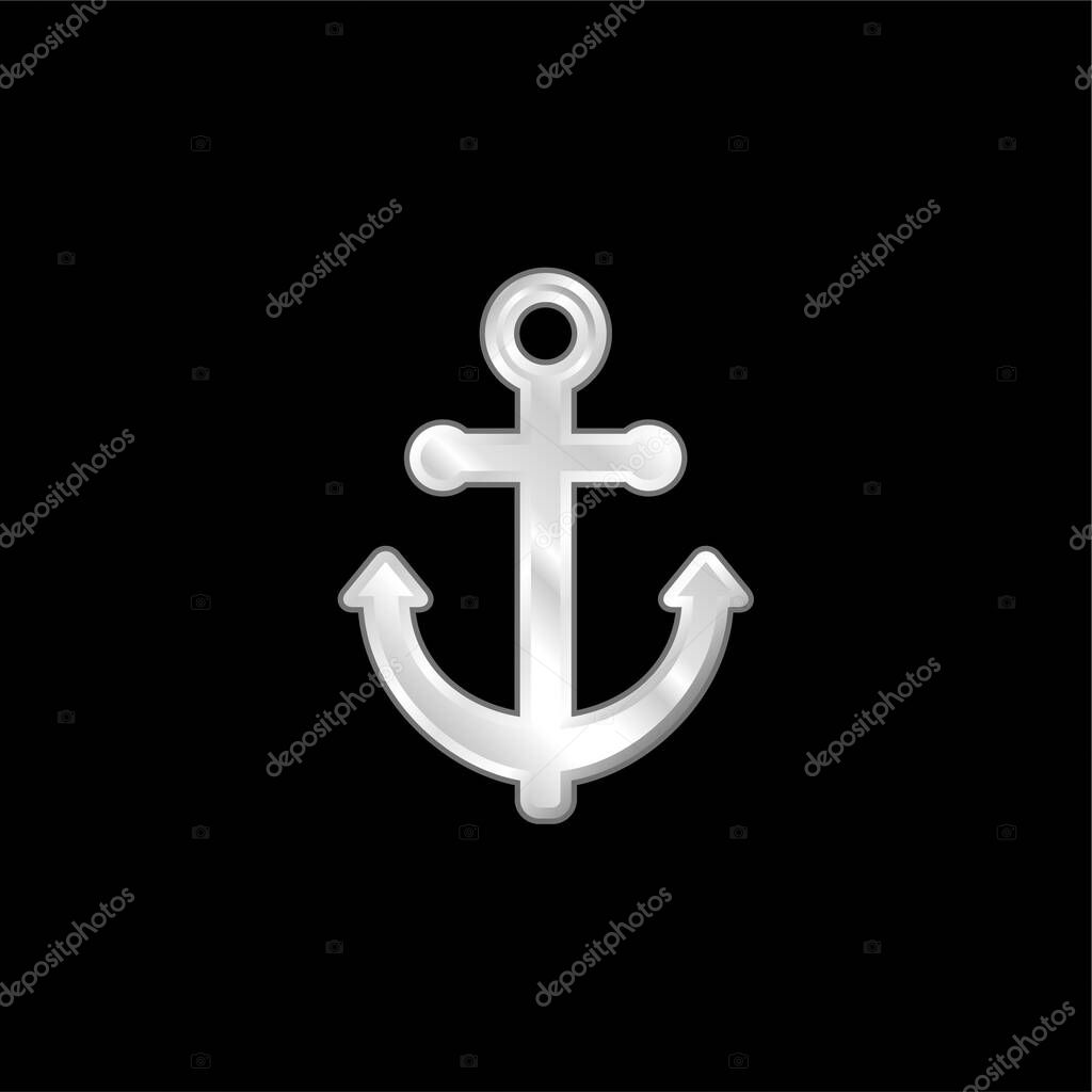 Anchor silver plated metallic icon