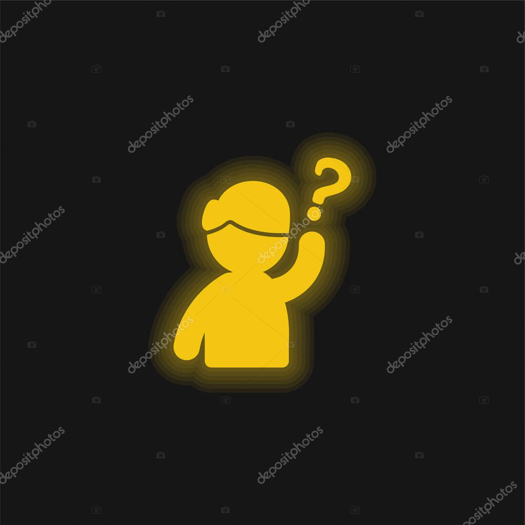 Hand yellow glowing neon icon