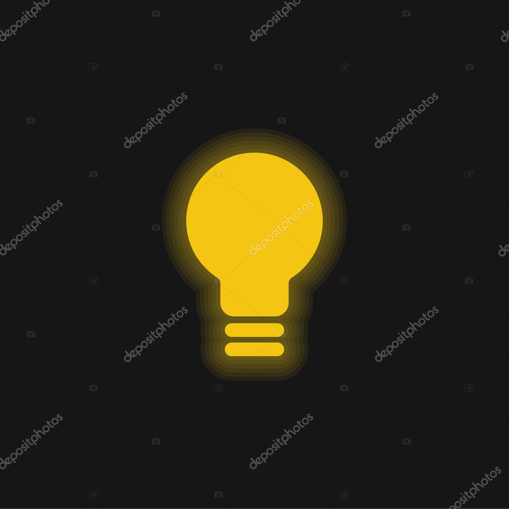 Black Lightbulb yellow glowing neon icon