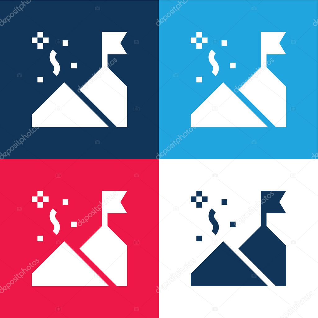 Achievement blue and red four color minimal icon set