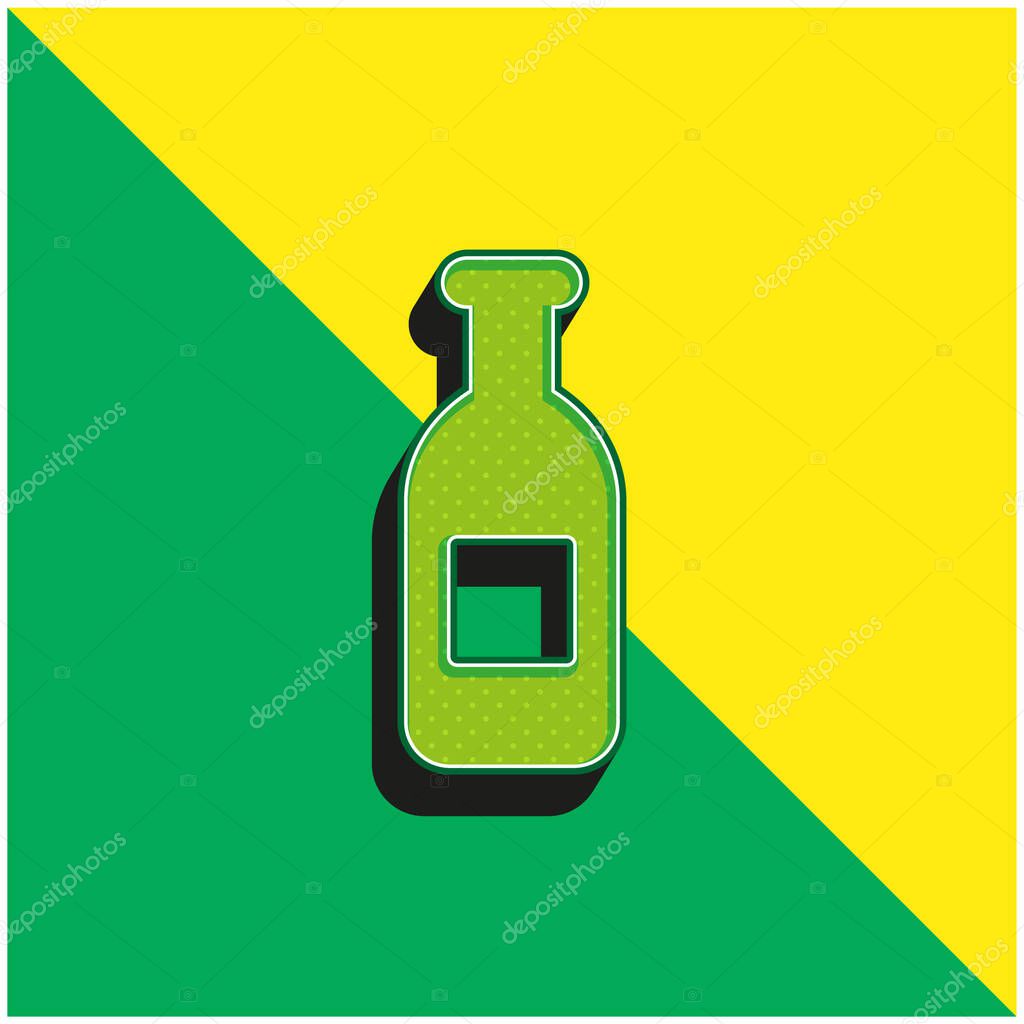 Bottle Of Water Green and yellow modern 3d vector icon logo
