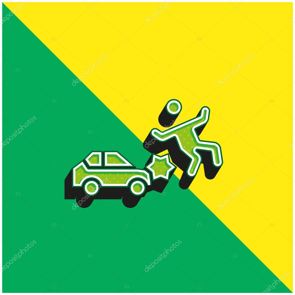Accident Green and yellow modern 3d vector icon logo
