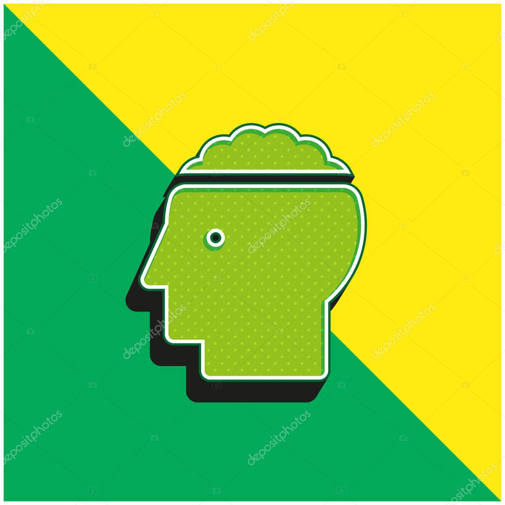 Brain Green and yellow modern 3d vector icon logo