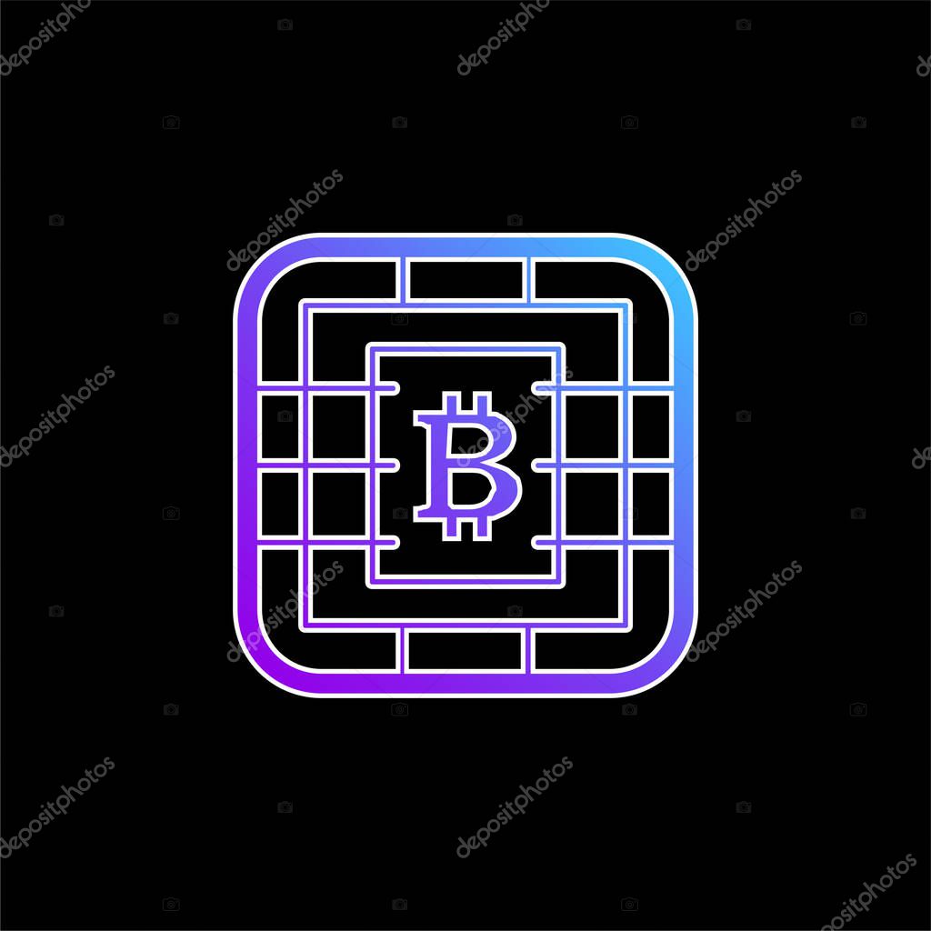Bitcoin Symbol On Sim Card Chip blue gradient vector icon