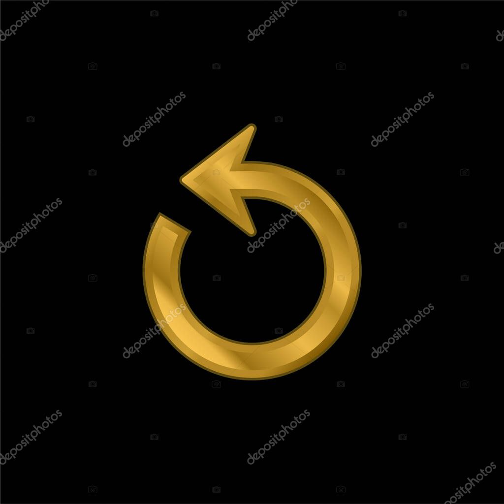 Arrow Circle gold plated metalic icon or logo vector