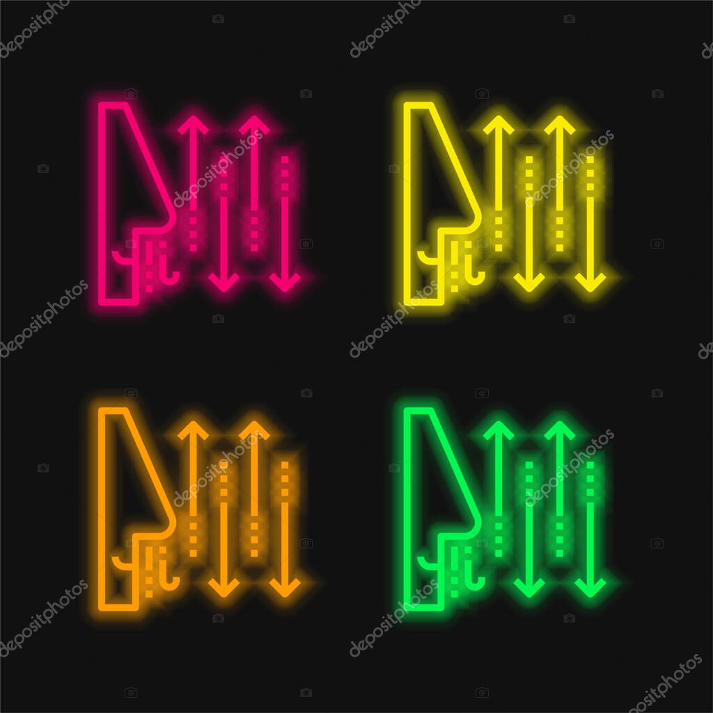 Breathing four color glowing neon vector icon