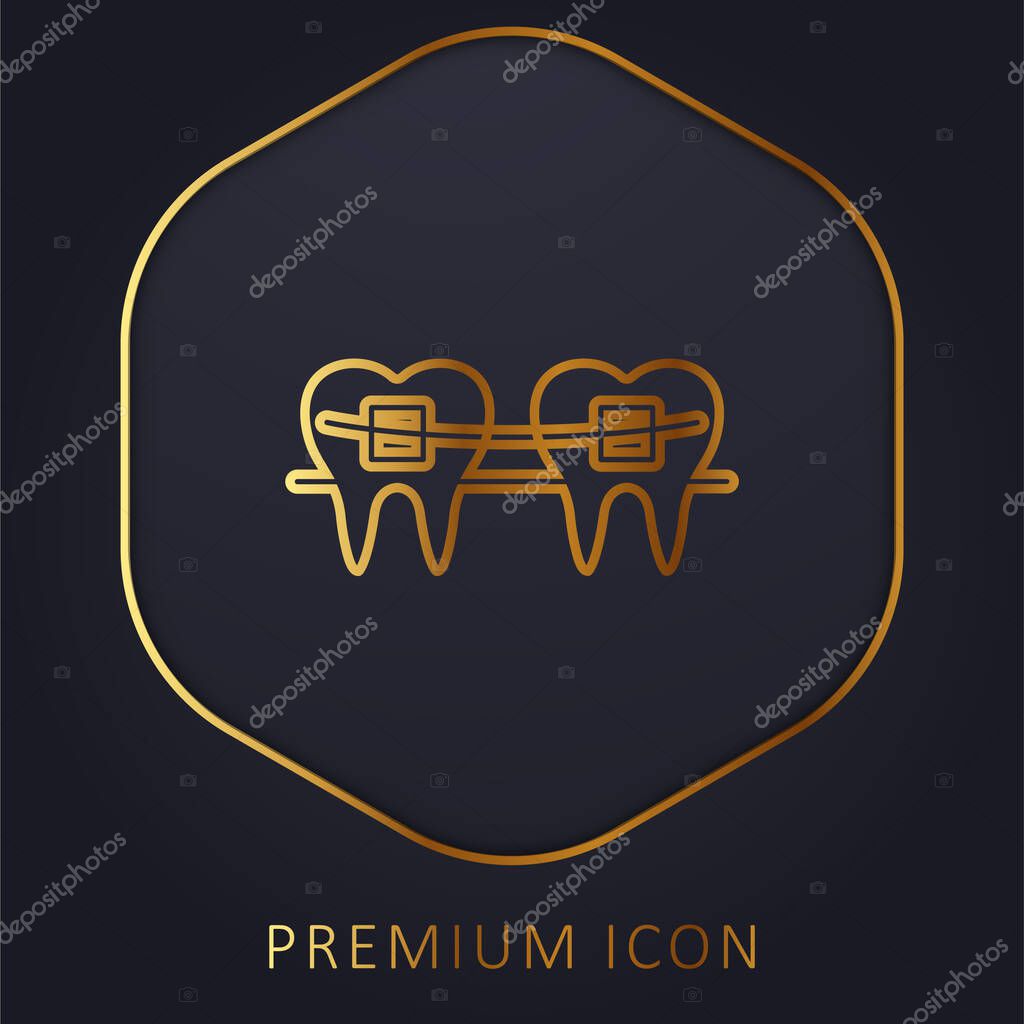 Braces golden line premium logo or icon
