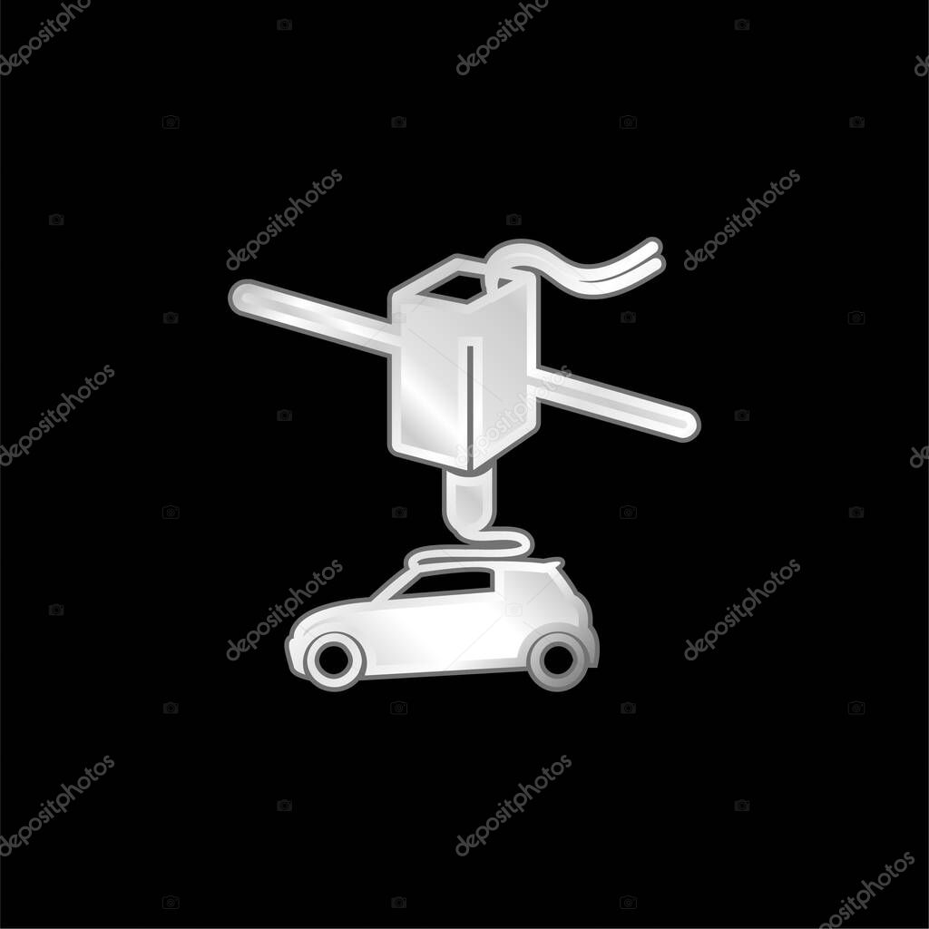 3d Printer Printing A Car silver plated metallic icon