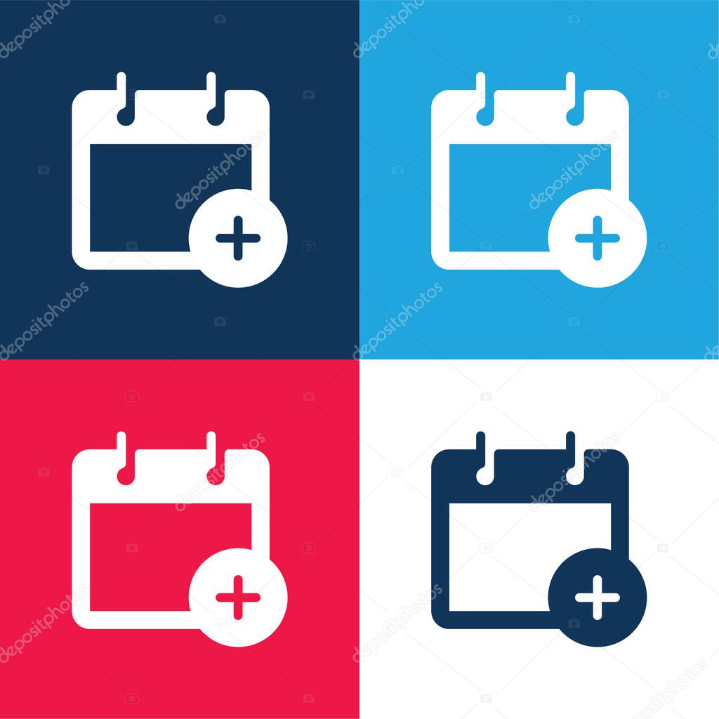 Add Event blue and red four color minimal icon set