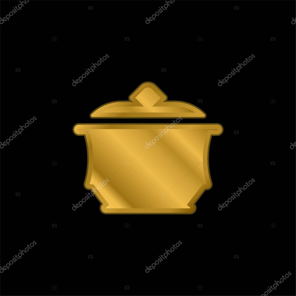 Amphora gold plated metalic icon or logo vector