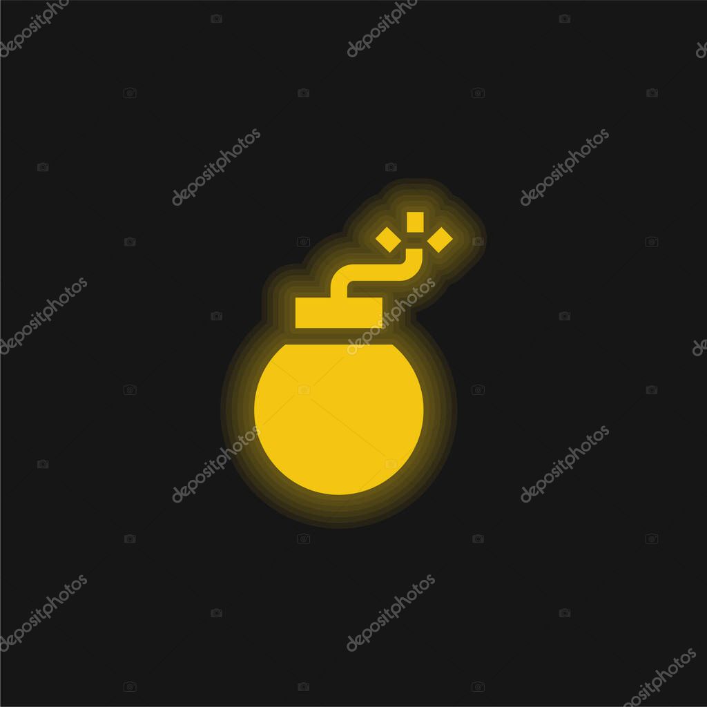 Bomb yellow glowing neon icon