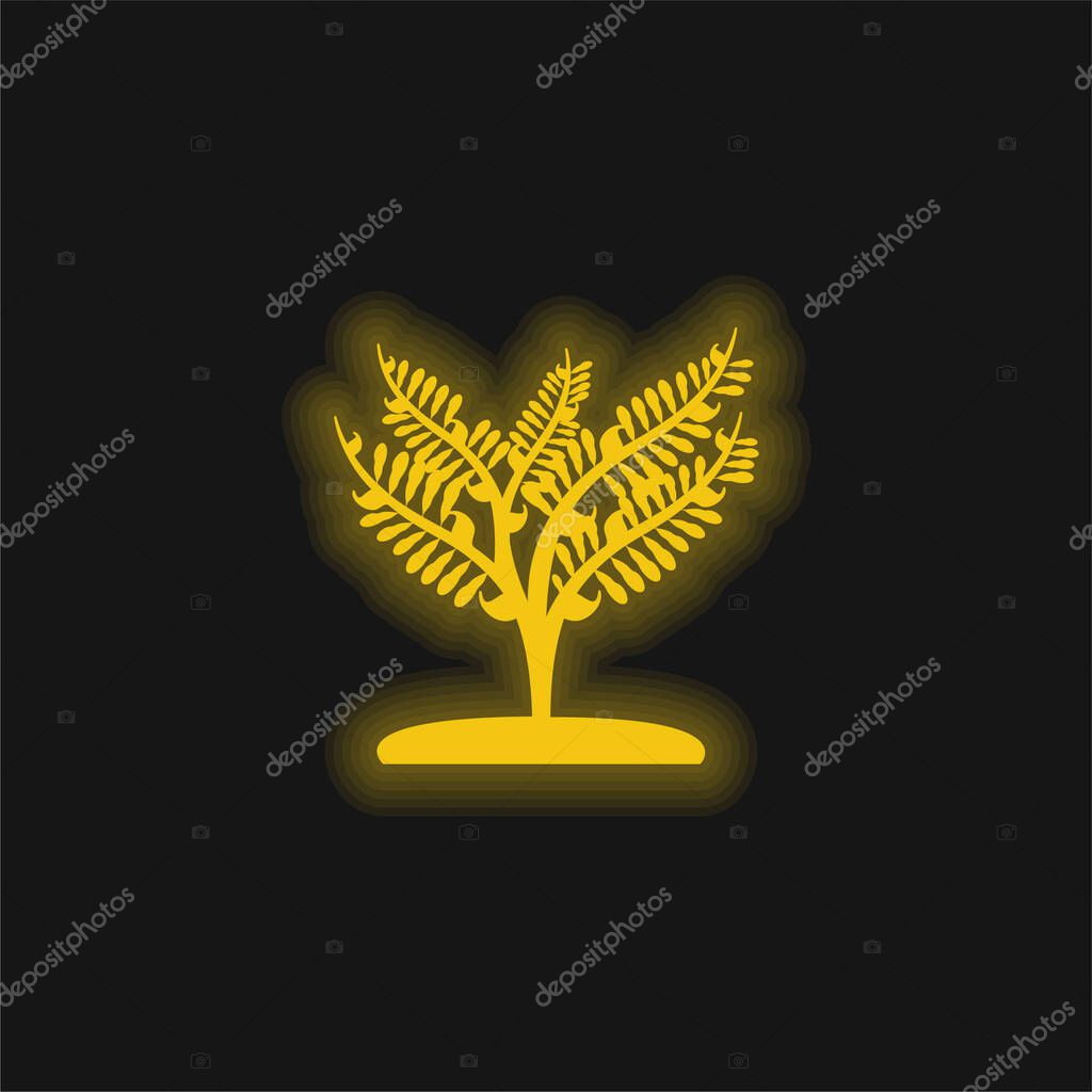 Big Plant Like A Small Tree yellow glowing neon icon