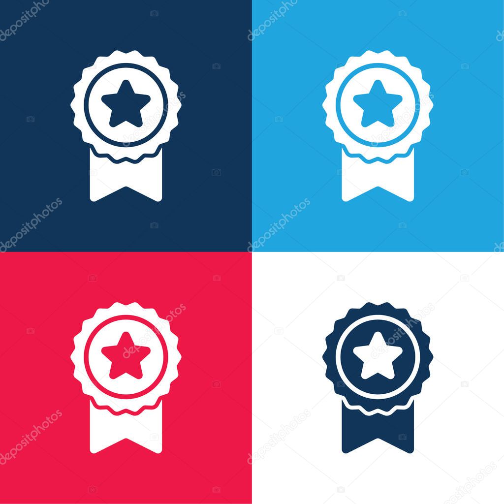 Badge With A Star blue and red four color minimal icon set