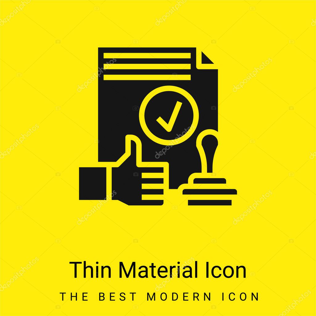 Approval minimal bright yellow material icon