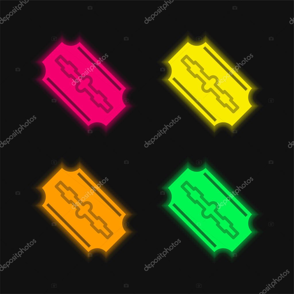 Blades four color glowing neon vector icon