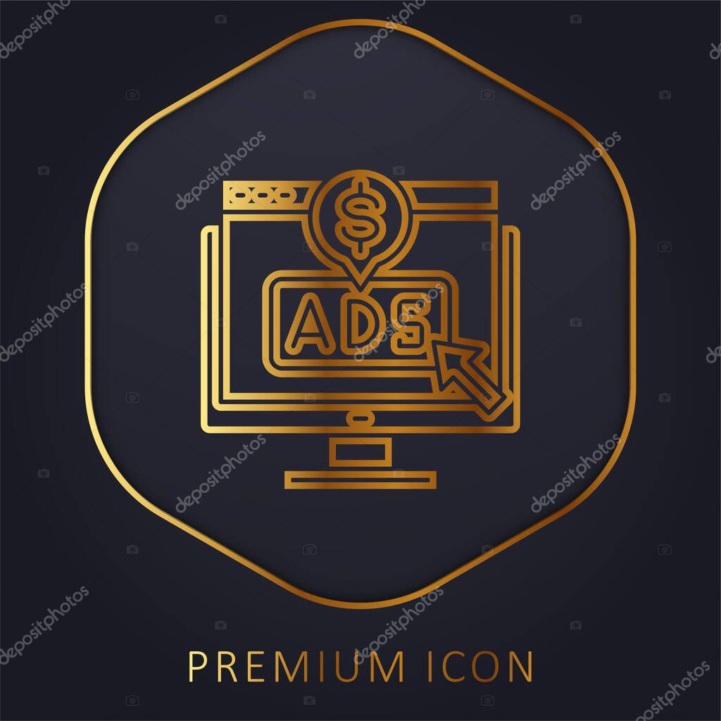 Advertising golden line premium logo or icon