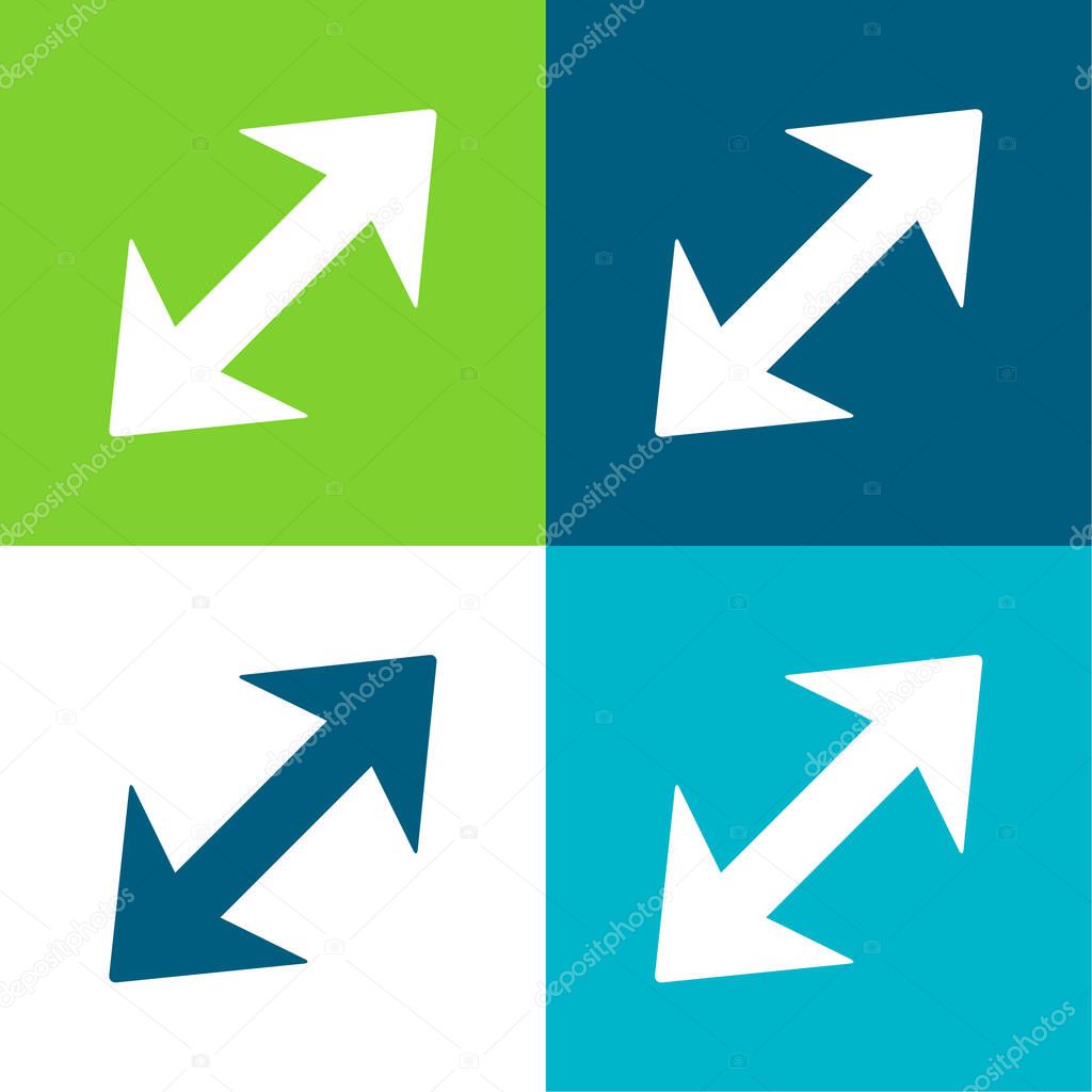 Arrow Diagonal With Two Points To Opposite Directions Flat four color minimal icon set