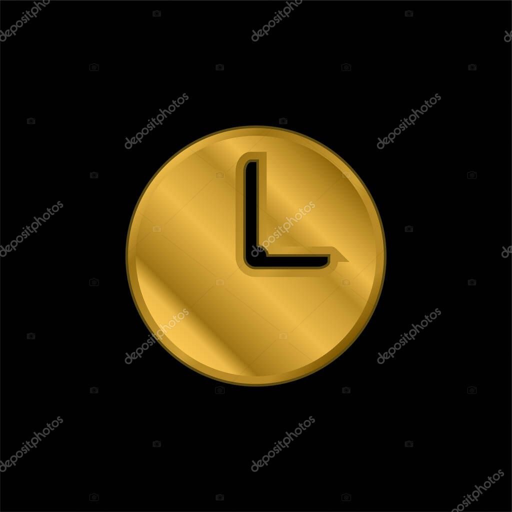 Black Wall Clock gold plated metalic icon or logo vector