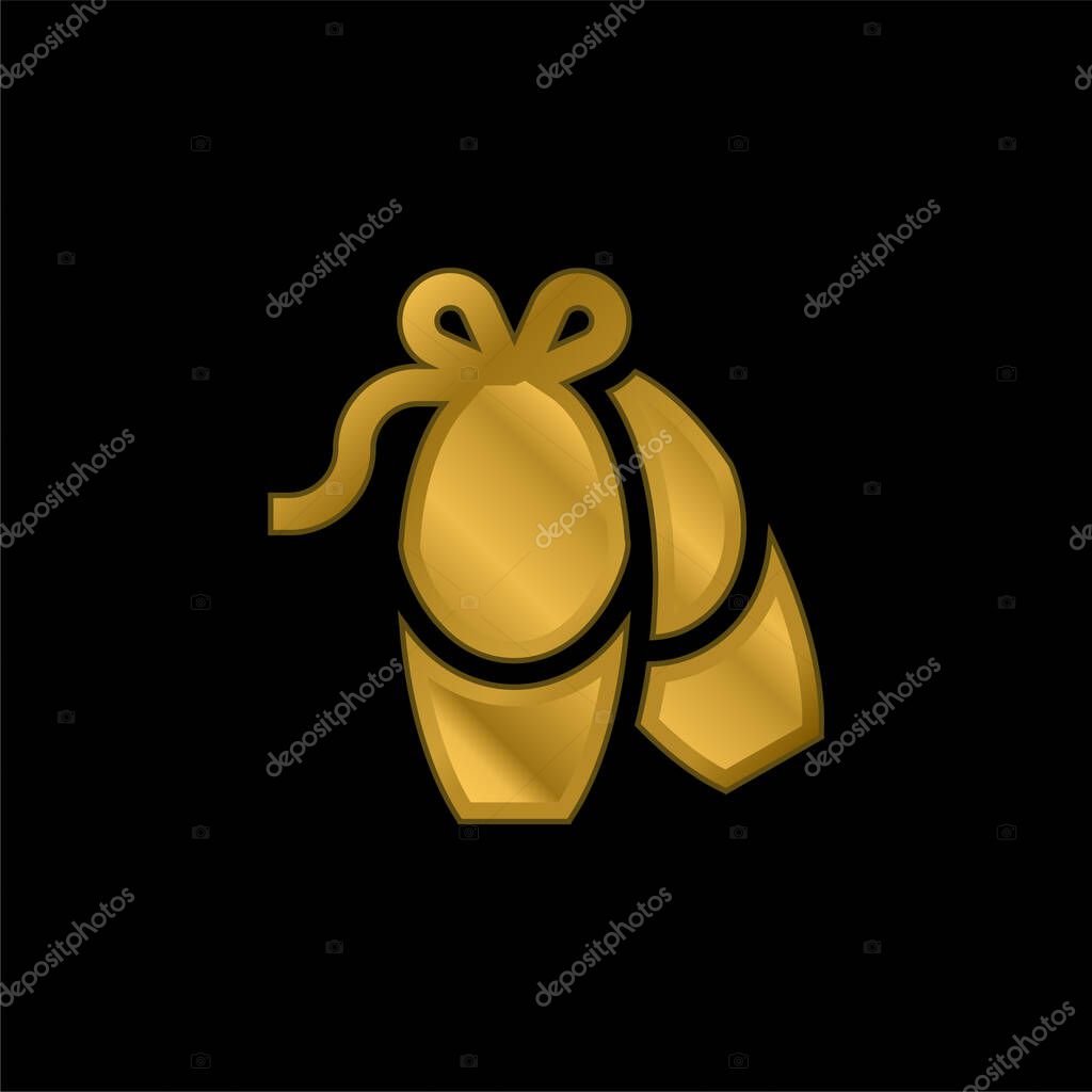 Ballerina gold plated metalic icon or logo vector