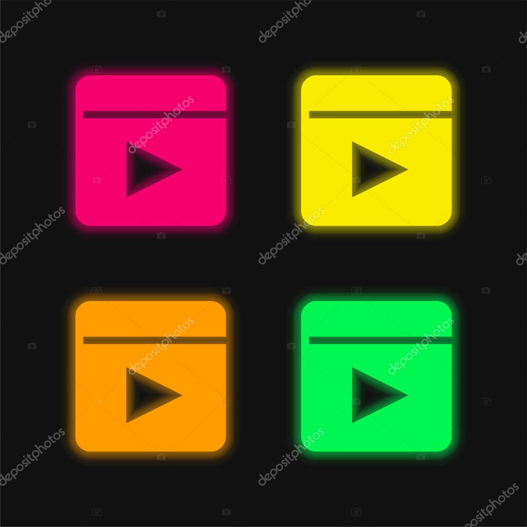 Animation four color glowing neon vector icon
