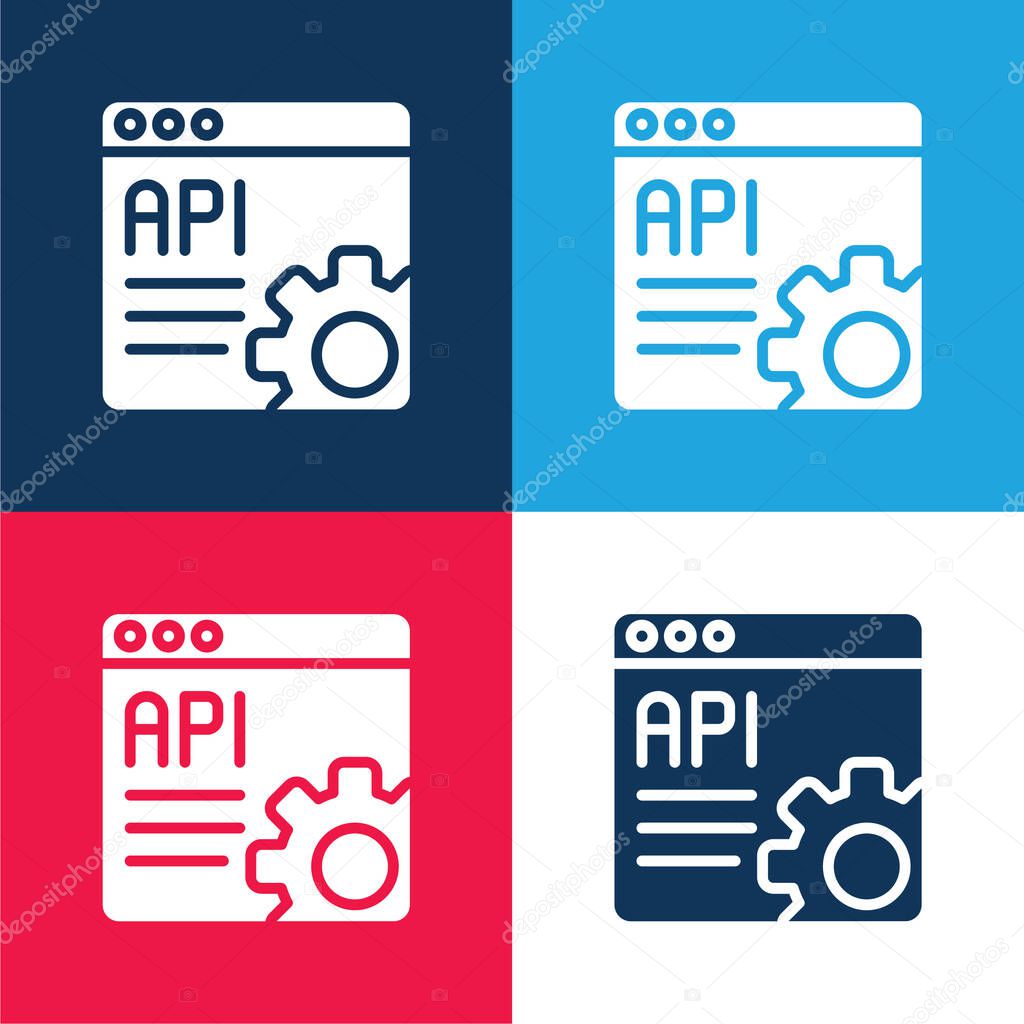 Api blue and red four color minimal icon set