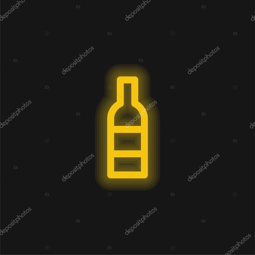 Bottle yellow glowing neon icon