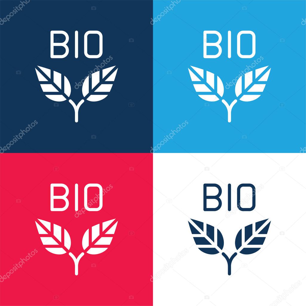 Bio blue and red four color minimal icon set