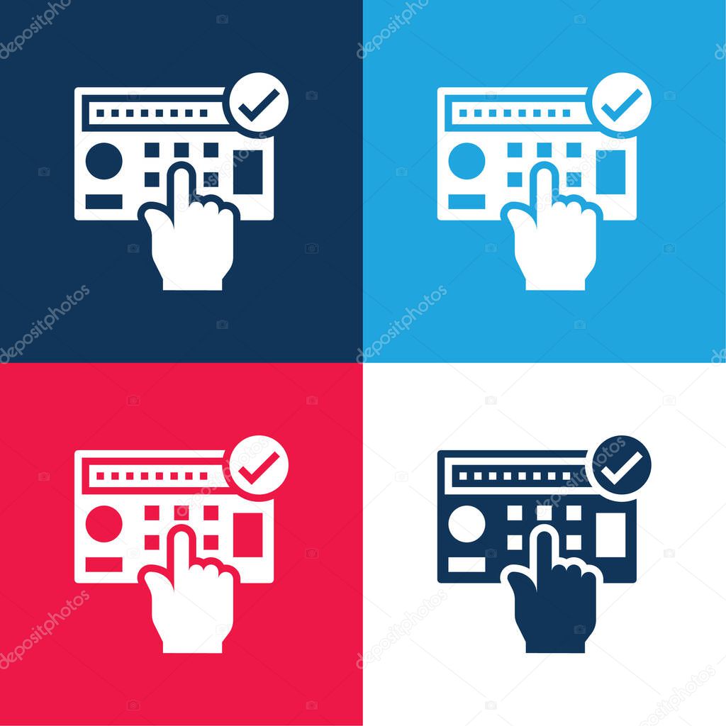 Alarm System blue and red four color minimal icon set