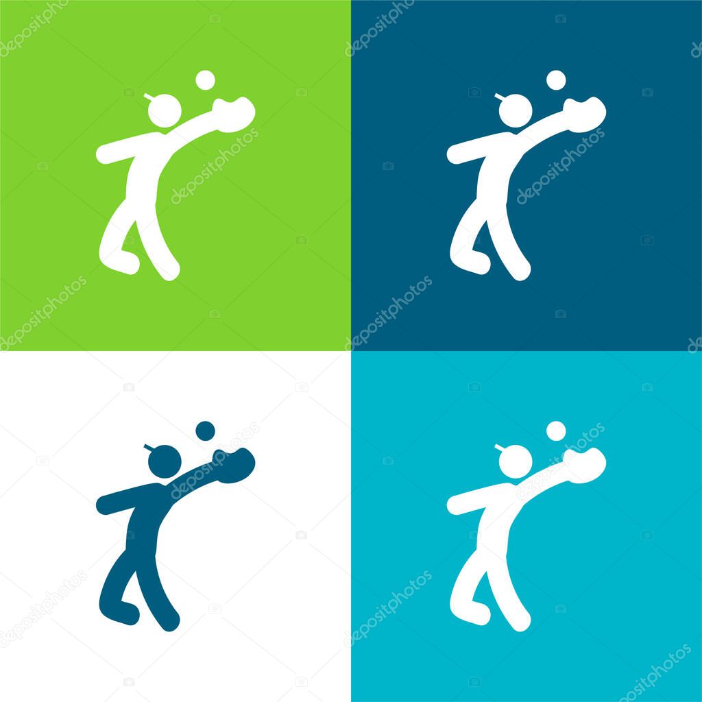 Baseball Catcher Flat four color minimal icon set