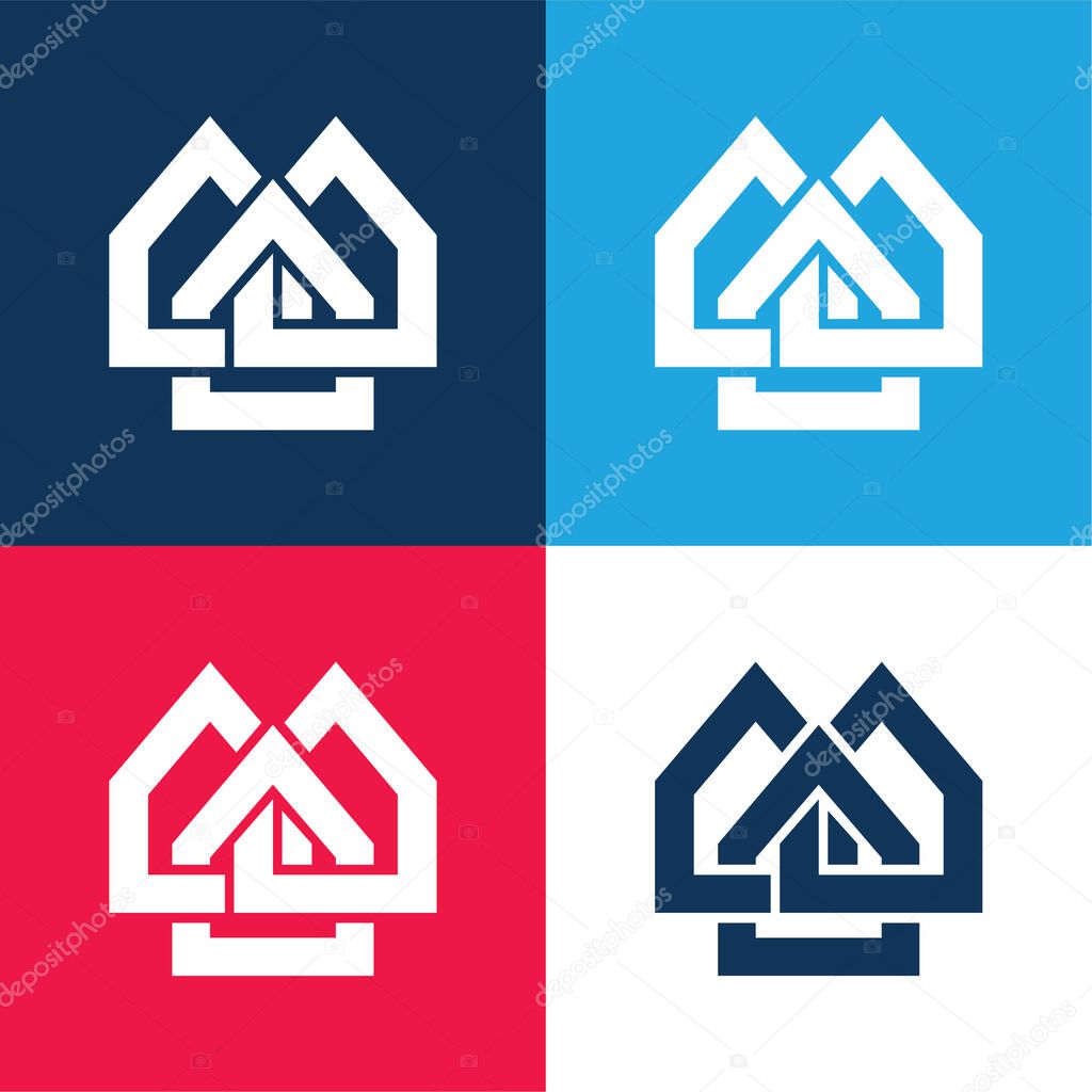 Alliedhomes Logo blue and red four color minimal icon set