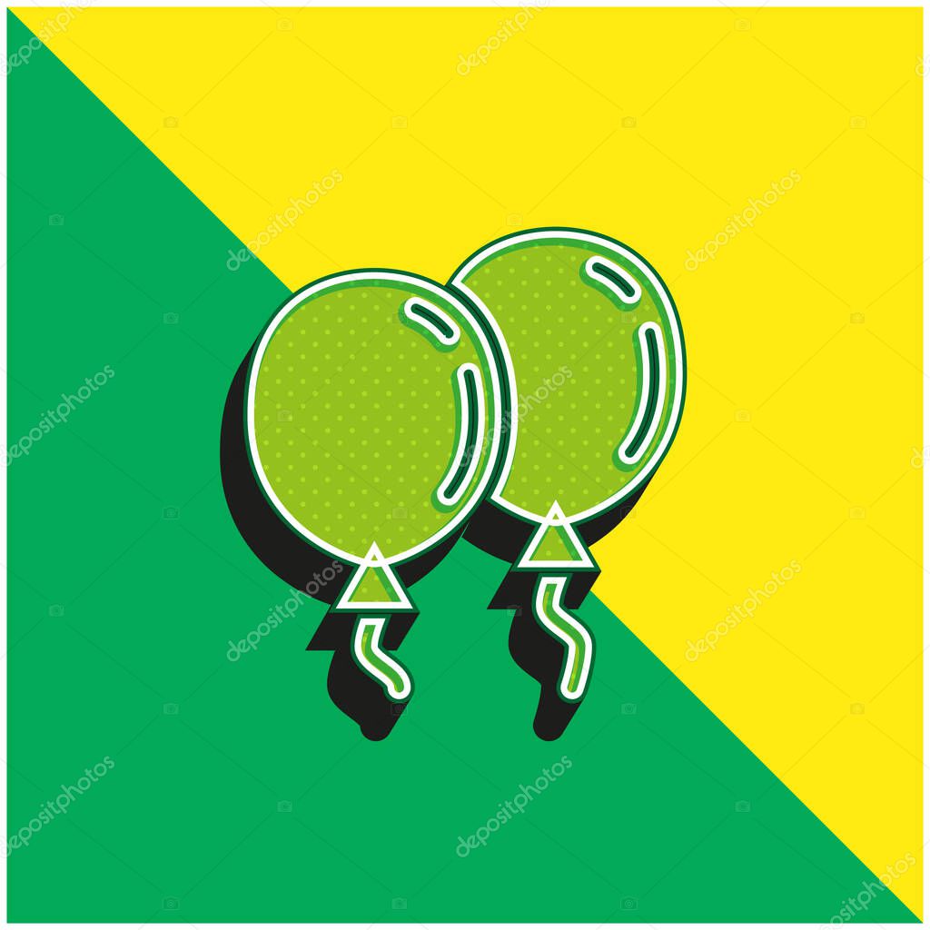 Balloons Green and yellow modern 3d vector icon logo