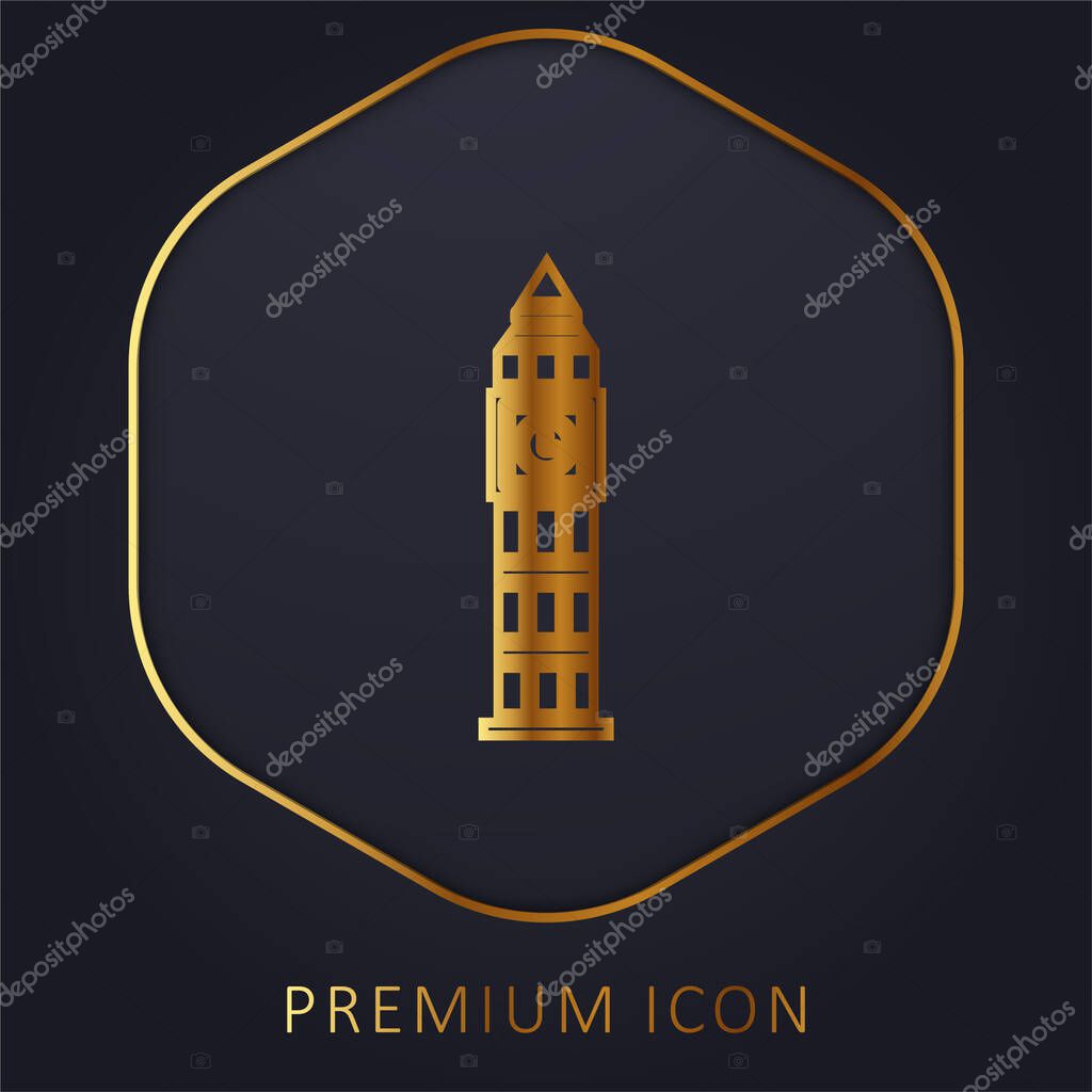 Big Ben golden line premium logo or icon