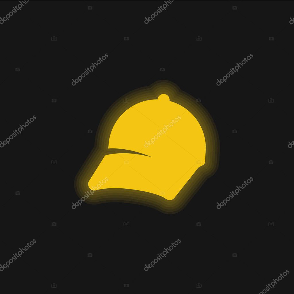 Baseball Cap yellow glowing neon icon