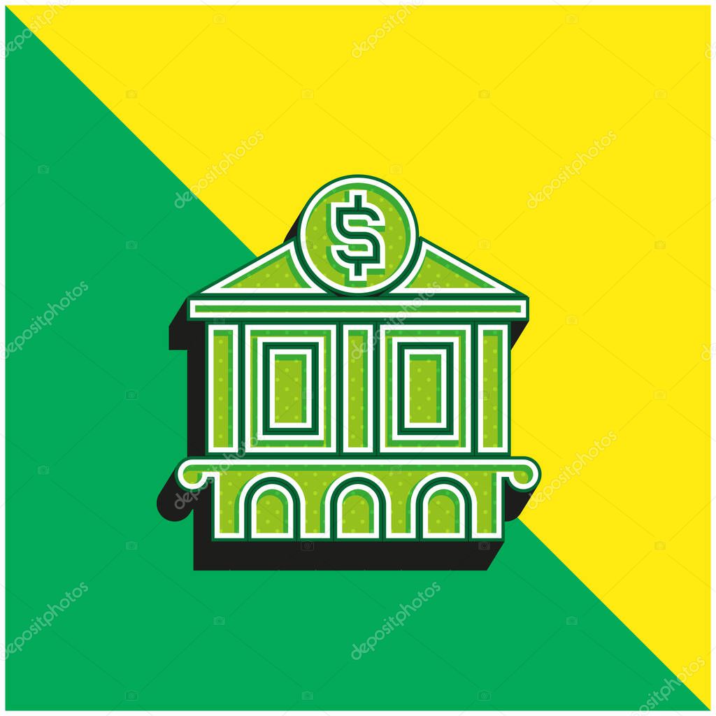 Bank Green and yellow modern 3d vector icon logo