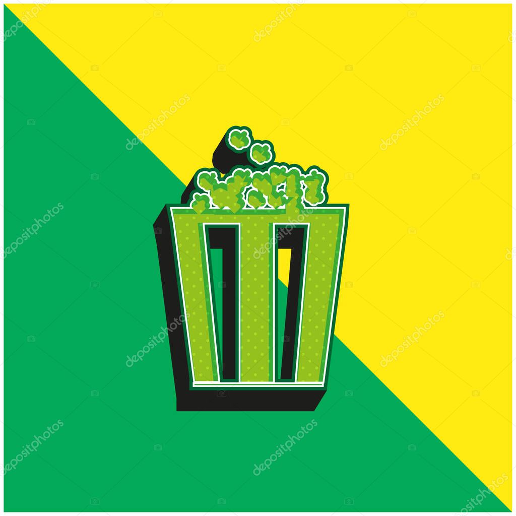 Box Of Popcorn Green and yellow modern 3d vector icon logo