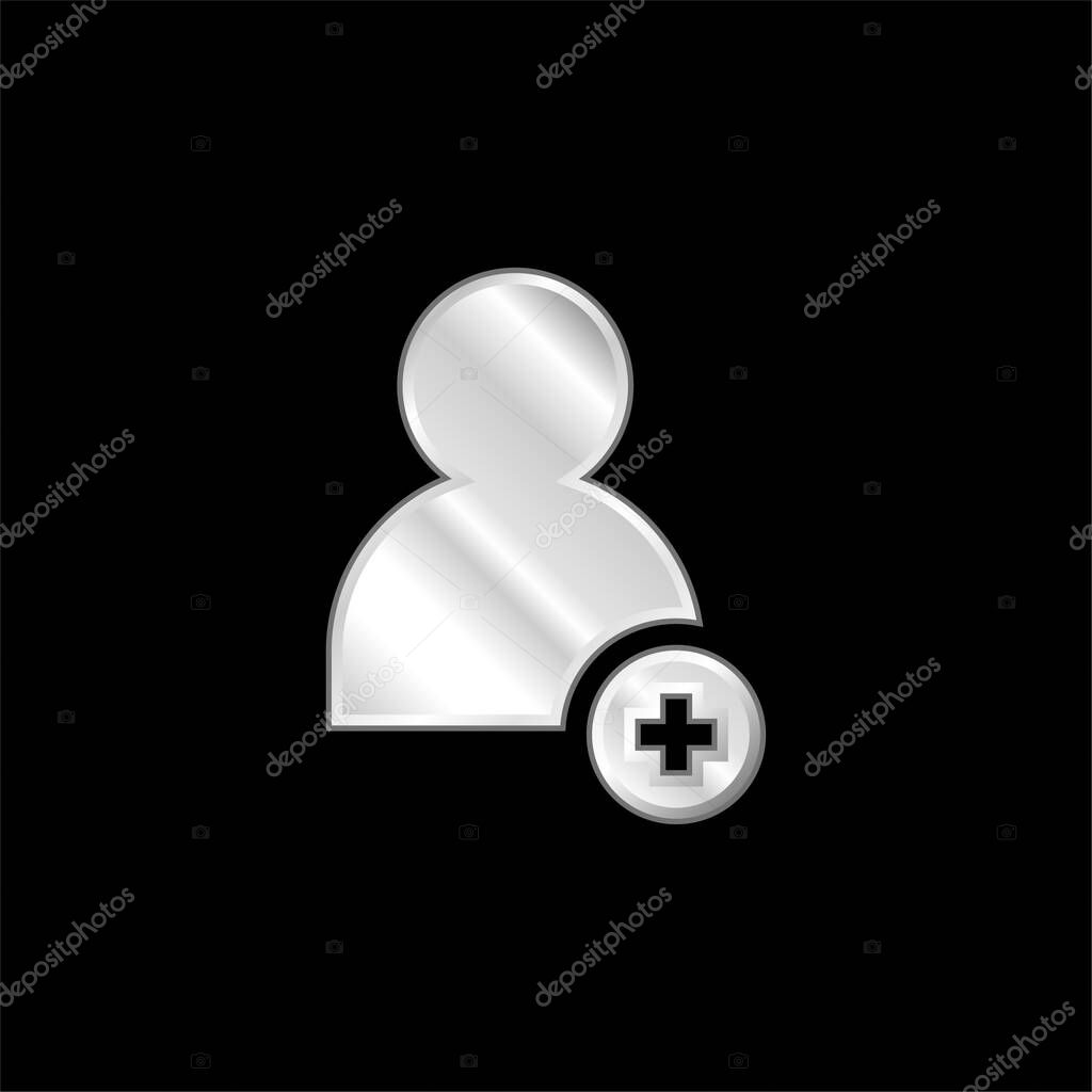 Add Friend silver plated metallic icon
